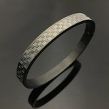 Plaid Stainless Steel Bangle Charm Bracelet for Men Women