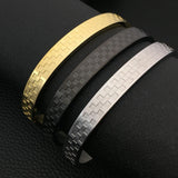 Plaid Stainless Steel Bangle Charm Bracelet for Men Women