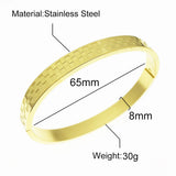 Plaid Stainless Steel Bangle Charm Bracelet for Men Women