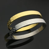 Plaid Stainless Steel Bangle Charm Bracelet for Men Women