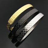 Plaid Stainless Steel Bangle Charm Bracelet for Men Women