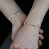 Geometric Cz Beads Layered Hand Chain Charm Bracelet