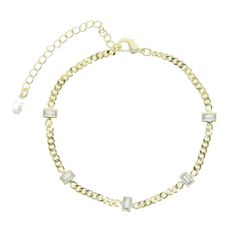 Geometric Cz Beads Layered Hand Chain Charm Bracelet