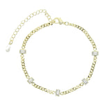 Geometric Cz Beads Layered Hand Chain Charm Bracelet