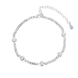Geometric Cz Beads Layered Hand Chain Charm Bracelet