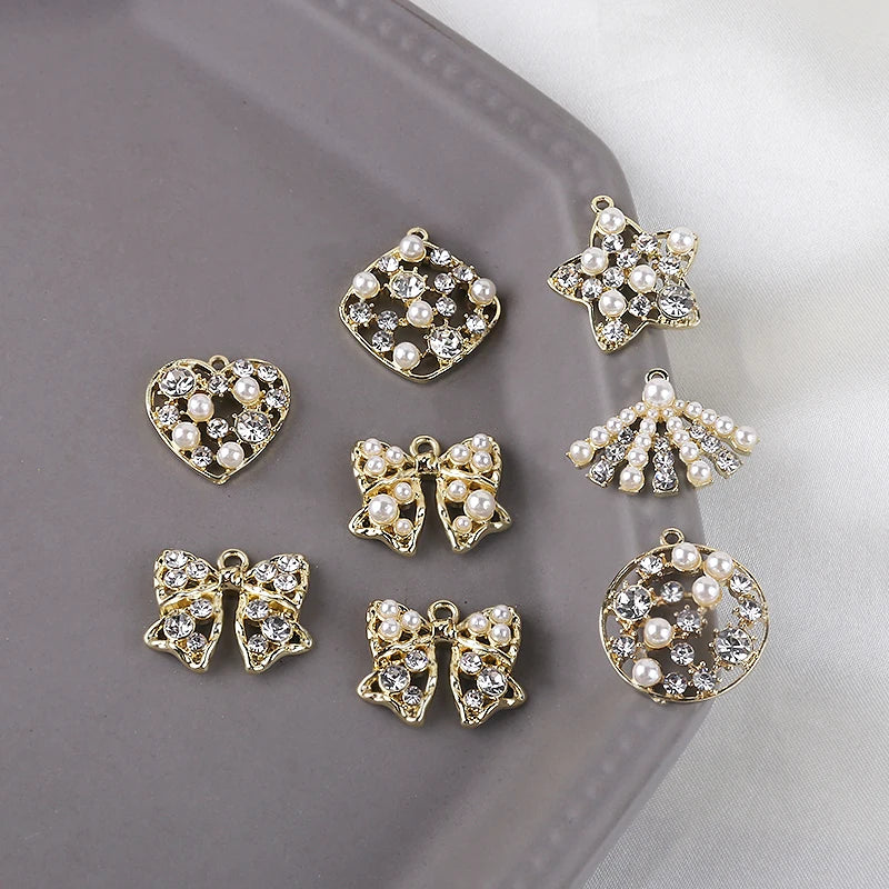 Crystal Rhinestone Pearl Alloy Charms 20pcs Earring Pendants