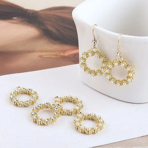 Rhinestone Pearl Paved Circle Earring Charms 30pcs