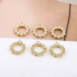 Rhinestone Pearl Paved Circle Earring Charms 30pcs