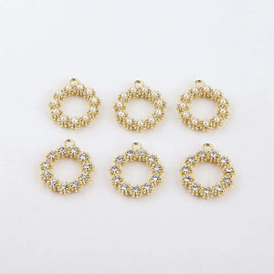 Rhinestone Pearl Paved Circle Earring Charms 30pcs