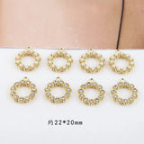 Rhinestone Pearl Paved Circle Earring Charms 30pcs