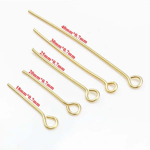 Stainless Steel Eye Pins Findings Head Pins 2.1mm Hole 0.7mm