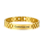 Personalized Stainless Steel Mens ID Bracelet Engraved Name Date Customize Gift