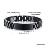Personalized Stainless Steel Mens ID Bracelet Engraved Name Date Customize Gift