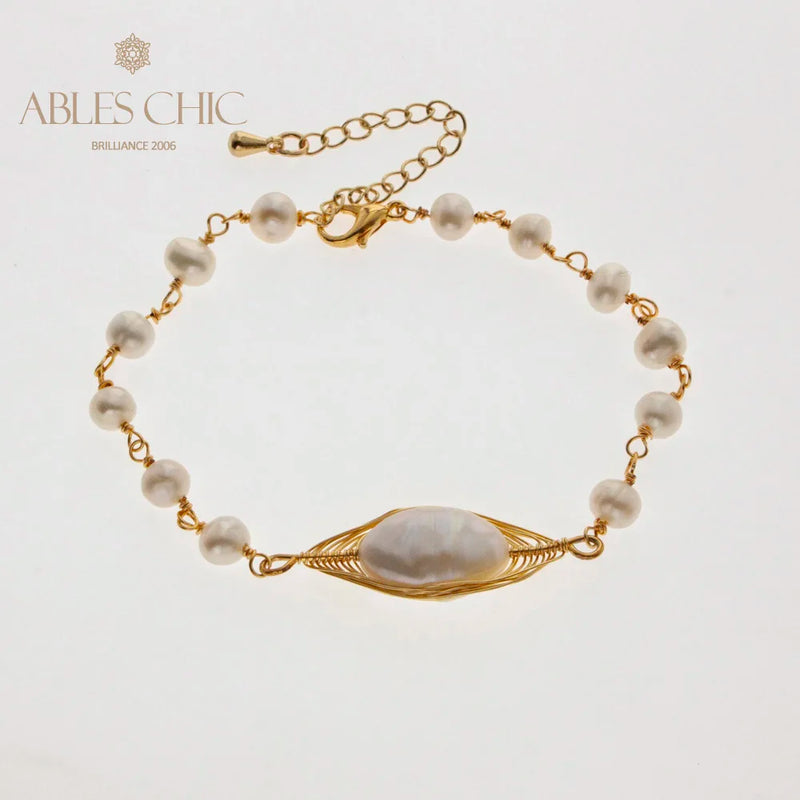 Baroque Freshwater Pearl Bracelet Women Charms Vintage