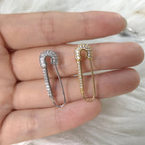 U-shaped Stud Earrings Paper Clip Pin Metal Rose Zircon Pinna Minimalist Jewelry
