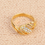 Crystal Wedding Engagement Ring with 24K Gold Plating