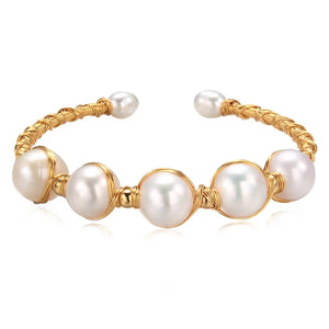 Baroque Pearl Bracelet Wire Strings Adjustable for Women