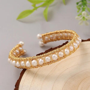 Baroque Pearl Bracelet Wire Strings Adjustable for Women