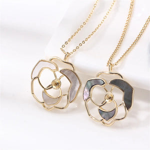 14K Mother-of-pearl Flower Pendant Set Women's Necklace Pendant