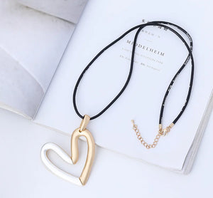 Gold and Silver Heart Pendants Necklace for Women