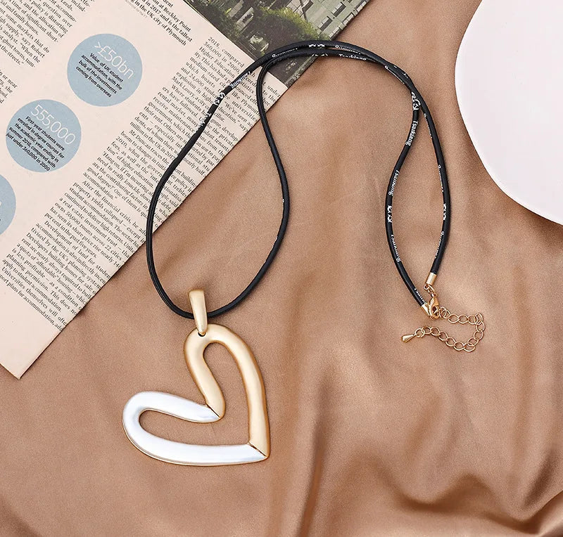 Gold and Silver Heart Pendants Necklace for Women