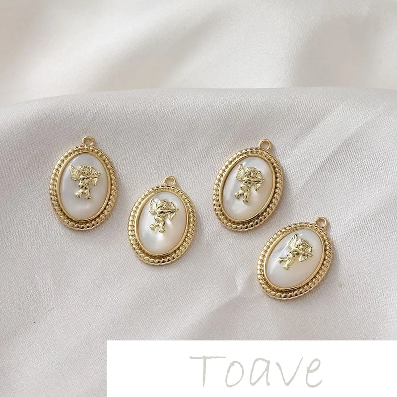 Gold Oval Shell Cupid Necklace Earring DIY 1pc