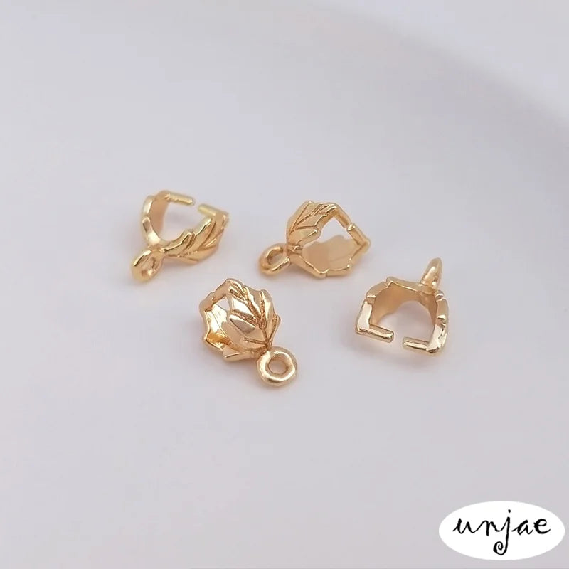 Gold-Plated Leaf-Shaped Melon Seed Buckle DIY Pendant Accessories