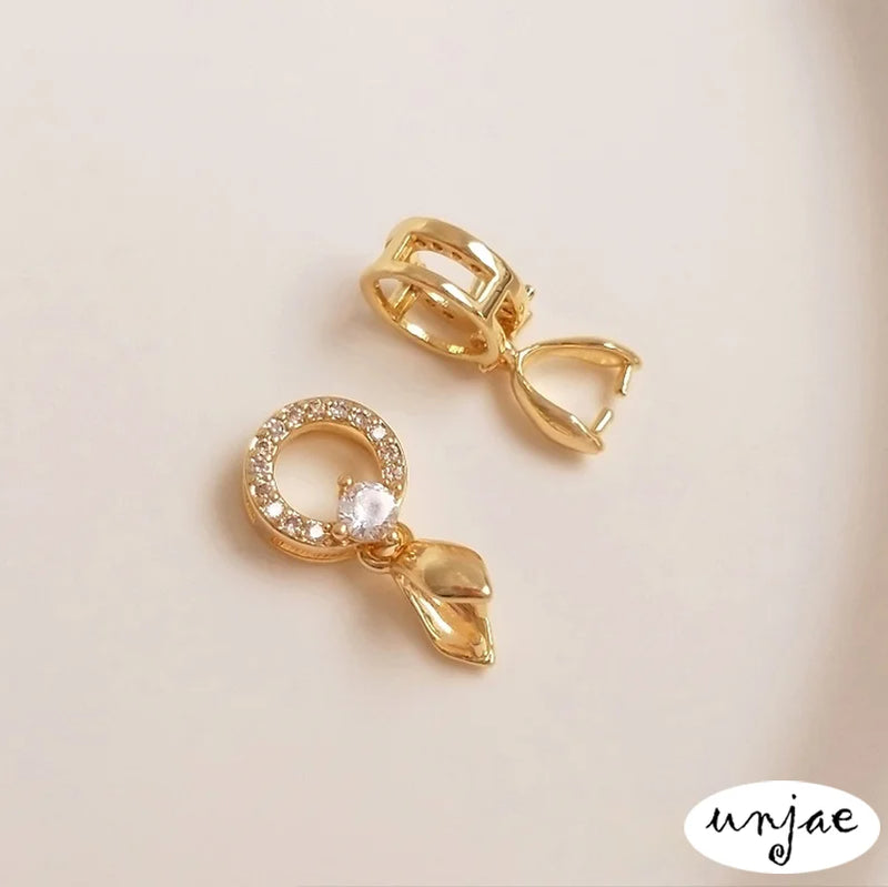 Gold-Clad Zircon Buckle Clip Crystal Jade Pendant DIY Jewelry
