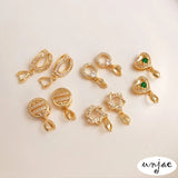 Gold-Clad Zircon Buckle Clip Crystal Jade Pendant DIY Jewelry