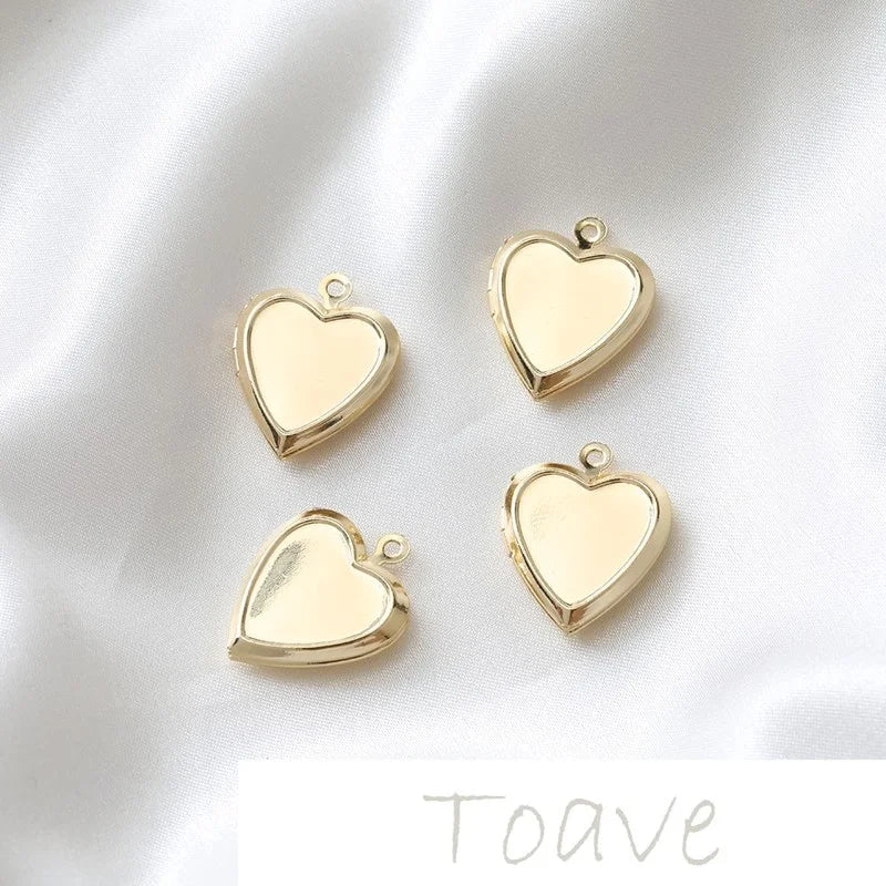 Gold-Clad Copper Peach Heart Frame DIY Earring Necklace Accessories