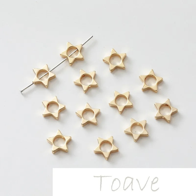 Gold Copper Plated Star Beads DIY Earrings Jewelry