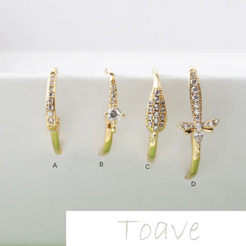 Micro-inlaid Zircon Pure Copper Ear Hooks DIY Earring Accessories