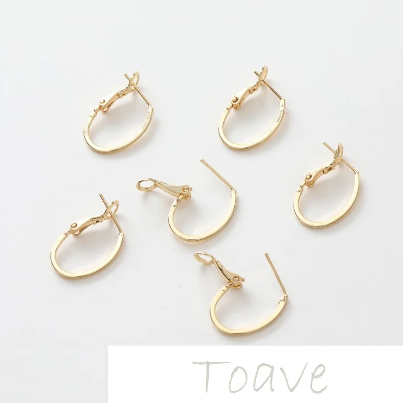 Gold-Plated Copper Oval Earrings DIY Material Accessories