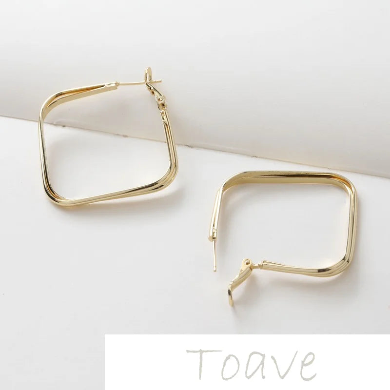 Gold-Clad Copper Square Earrings Hand-Made Material Accessories