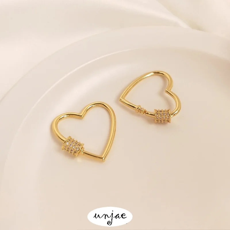 Gold Zircon Cat Butterfly Heart Necklace Connector Pendant