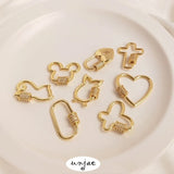 Gold Zircon Cat Butterfly Heart Necklace Connector Pendant