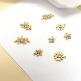 Gold Butterfly Flower Snowflake Sunflower Zircon Inlaid DIY Jewelry Material