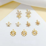 Gold Butterfly Flower Snowflake Sunflower Zircon Inlaid DIY Jewelry Material