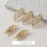 Gold Leaf Copper Pendant with Zircon Rhinestone Inlay