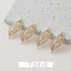 Gold Leaf Copper Pendant with Zircon Rhinestone Inlay