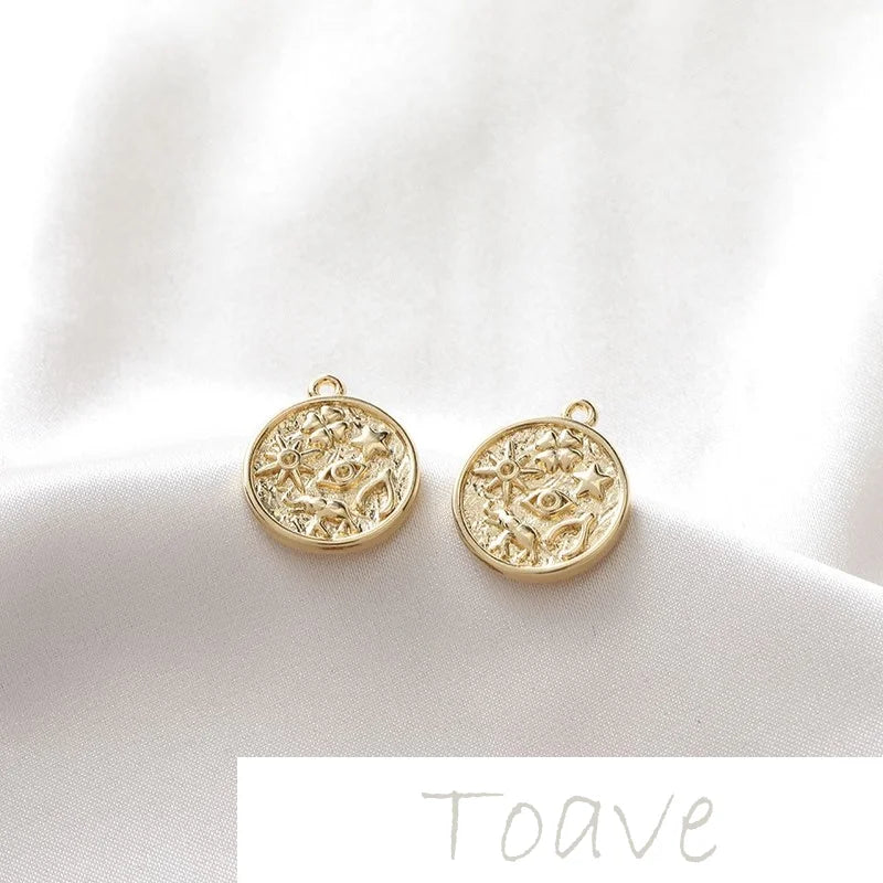 Gold Star Elephant Coin Pendant DIY Earrings Necklace Material