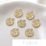 Gold Star Elephant Coin Pendant DIY Earrings Necklace Material