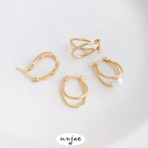 Gold-coated Double-line U-shaped Earrings DIY Jewelry Materials