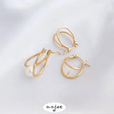 Gold-coated Double-line U-shaped Earrings DIY Jewelry Materials