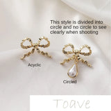 Gold-Coated Bow Tie with Silver Needle Earrings