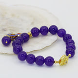 Gold Cloisonne Jades Women Bracelets Round Beads Strand DIY Jewelry