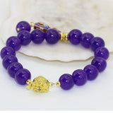 Gold Cloisonne Jades Women Bracelets Round Beads Strand DIY Jewelry