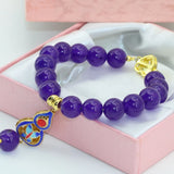 Gold Cloisonne Jades Women Bracelets Round Beads Strand DIY Jewelry