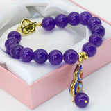 Gold Cloisonne Jades Women Bracelets Round Beads Strand DIY Jewelry