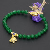 Gold Cloisonne Spacer Green Stone Bracelet